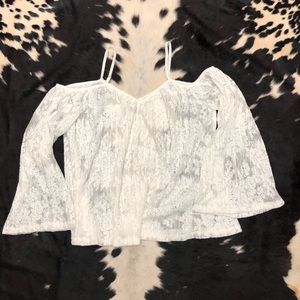 Lace Cold Shoulder/Bell Sleeve Blouse